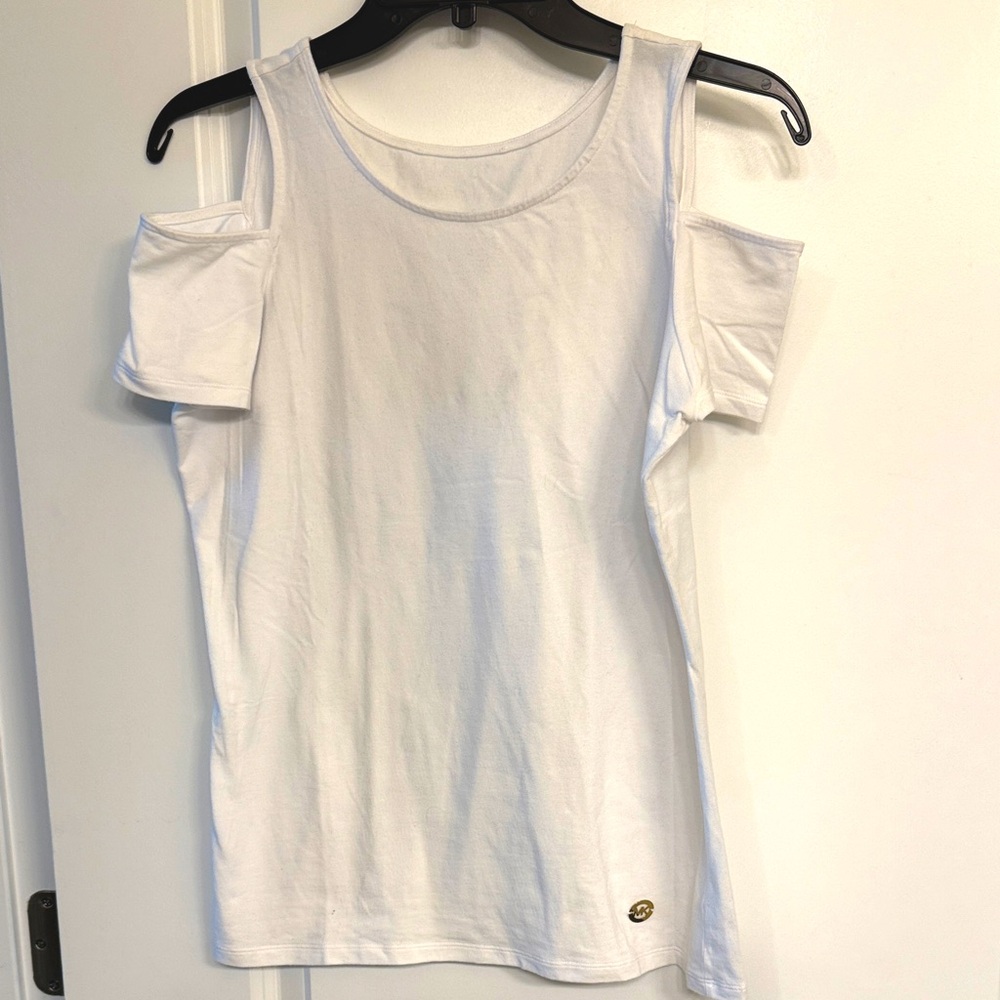 Michael Kors White Cold Shoulder Tank Top. Size M